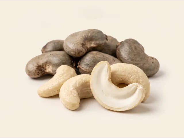 Cashew nut (raw kernel) — photograph